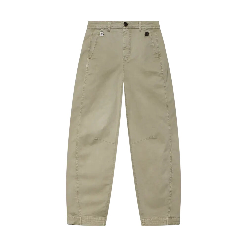 Mint Velvet Khaki Barrel Leg Chino Trousers